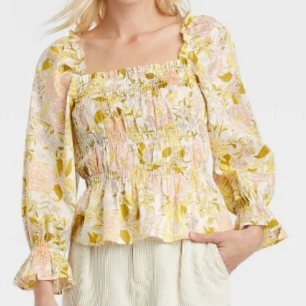 Who What Wear Women Puff Sleeve Smocked Top